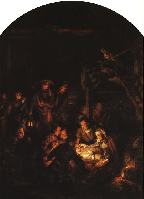 REMBRANDT Harmenszoon van Rijn Adoration of the Shepherds oil painting picture